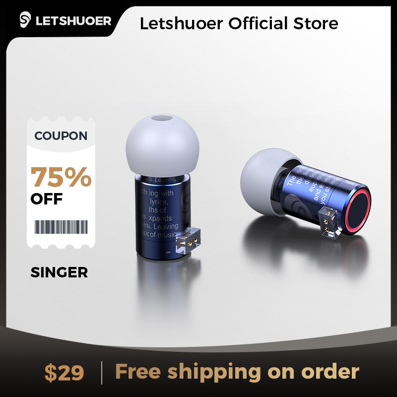 LETSHUOER Singer 8mm dynamic magnetostatic driver hybrid IEM headphones with tuning nozzle and 4N