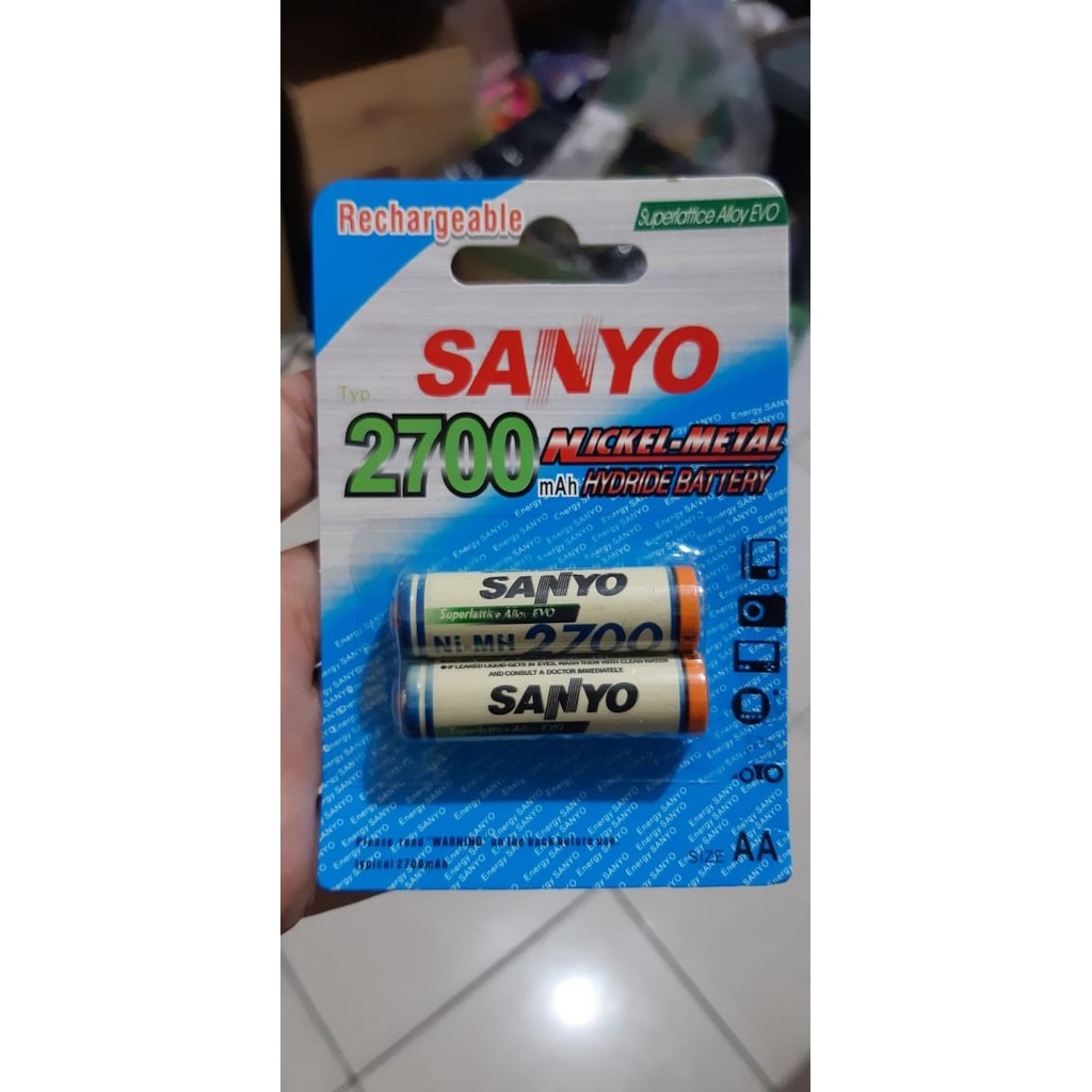 Isi 2 Baterai Cas Sanyo Aa - A2 / Baterai Charger Sanyo Aa 2700 Mah