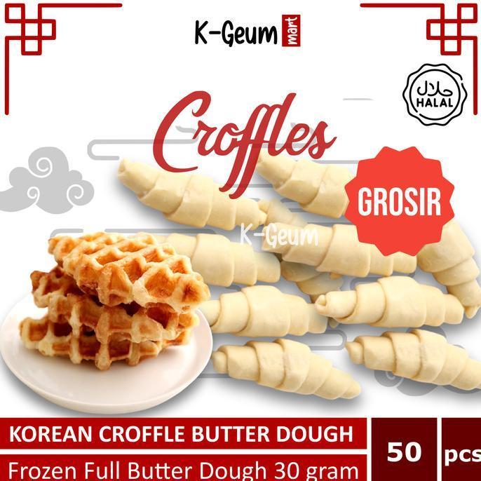 PROMO CROFFLE CROISSANT DOUGH FROZEN FULL BUTTER HALAL 30GR ISI 50 PCS