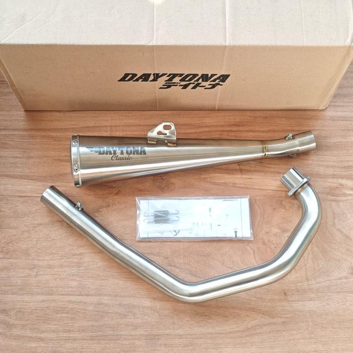 DAYTONA KNALPOT RACING GP TAPER CLASSIC FULL SYSTEM KAWASAKI W175 ASLI ORIGINAL 100% RACING