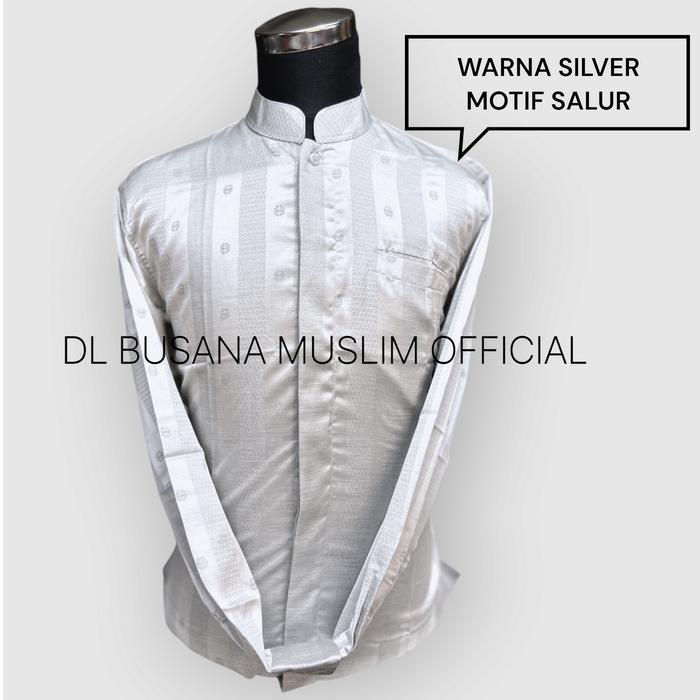 NEW KOKO Warna SILVER DL Busana Muslim,Baju Koko DL, Kemeja Koko Pria DL, Baju Muslim Pria, Baju
