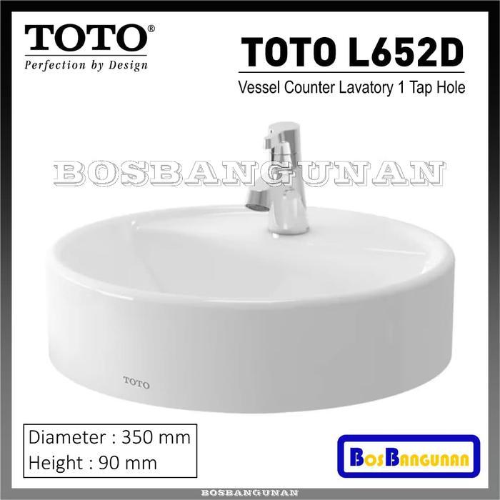 Wastafel Counter TOTO L 652 D / Wastafel Meja / TOTO L652D Vessel Counter Lavatory 1 Tap Hole