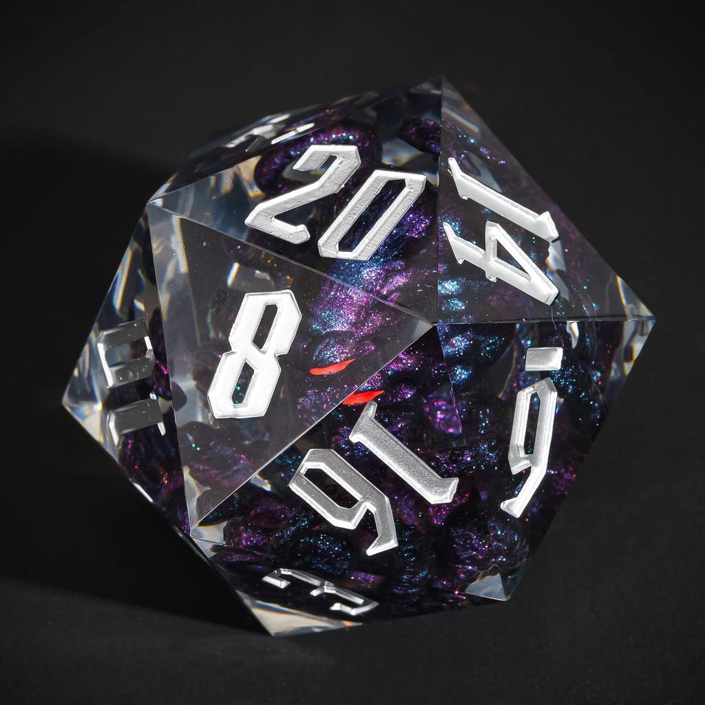 55MM D20 Dice Filled with Octopus D&D 20 Sides Game Dice Giant Polyhedral Dice Single D20 for Party