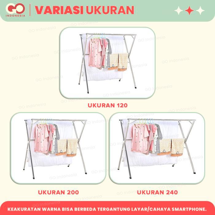 Go - Jemuran Baju Lipat Alumunium Jemuran Pakaian Anti Karat Kuat Tempat Jemuran Baju Portable