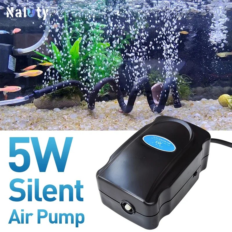 Aquarium 5W Silent Air Pump 220V-240V 110V Fish Tank Quiet Bubble Pump Oxygenation Air Stone