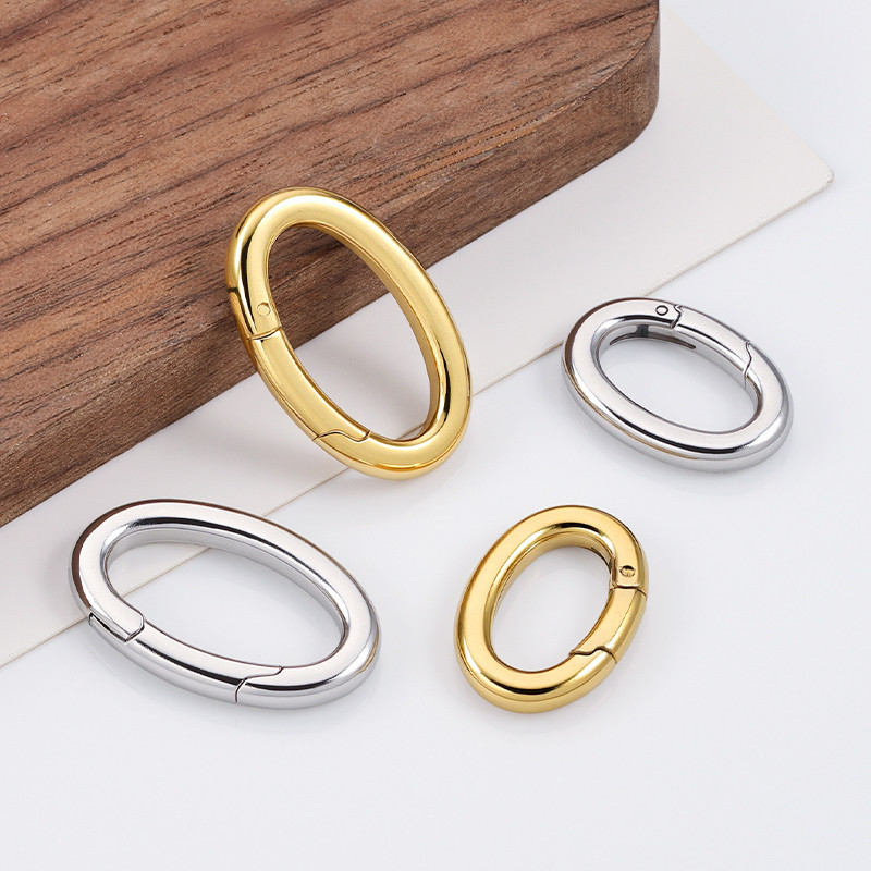 18K Gold Polished Stainless Steel Oval Spring Clasps pvd Connection Clasps diy Jewelry Accessories