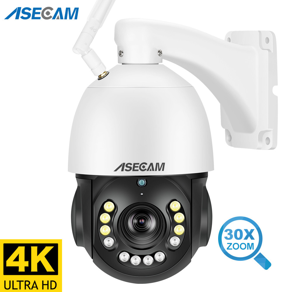 8MP 4K IP Camera Wifi 30X Optical Zoom PTZ CCTV Outdoor AI Human Vehicle Tracking Audio Onvif POE
