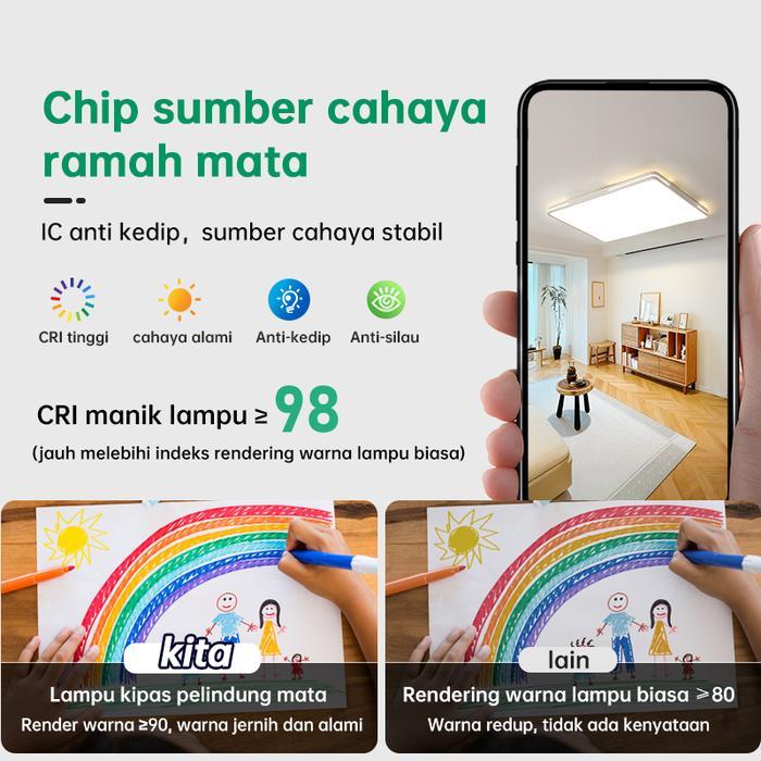 LAMPU PLAFON MINIMALIS MODERN RUANG TAMU KAMAR TIDUR LAMPU PLAFON LED 3WARNA LAMPU PLAFON REMOTE
