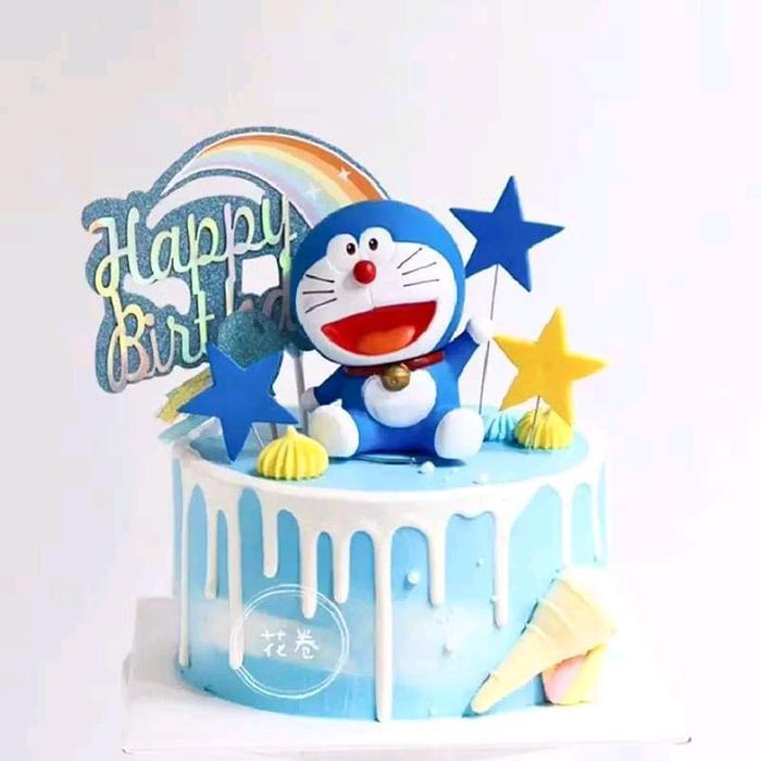 TOPPER CAKE DORAEMON / PAJANGAN KUE ULANG TAHUN DORAEMON / HIASAN KUE ULANG TAHUN DORAEMON UNTUK KUE