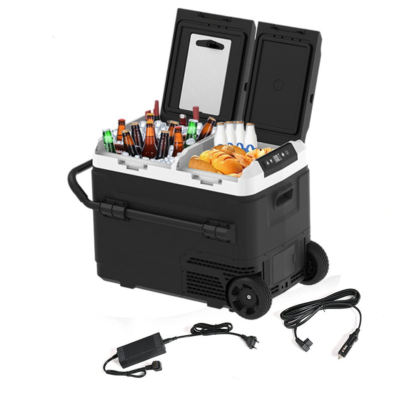 Portable Dual-Zone 12V 24V DC & 110V AC Car Refrigerator Compressor Freezer Mini Camping