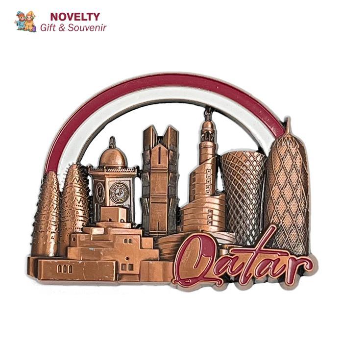 Magnet tempelan kulkas metal souvenir Qatar negara timur tengah