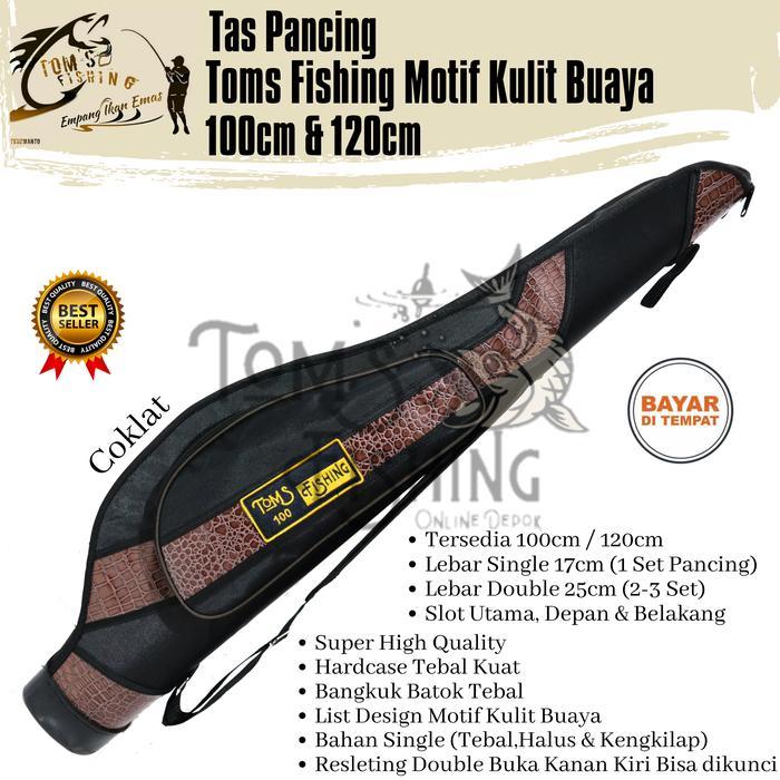 Tas Pancing Toms Fishing Motif Kulit Buaya Hardcase Batok Mangkok 100Cm/120Cm (Super Kualitas)