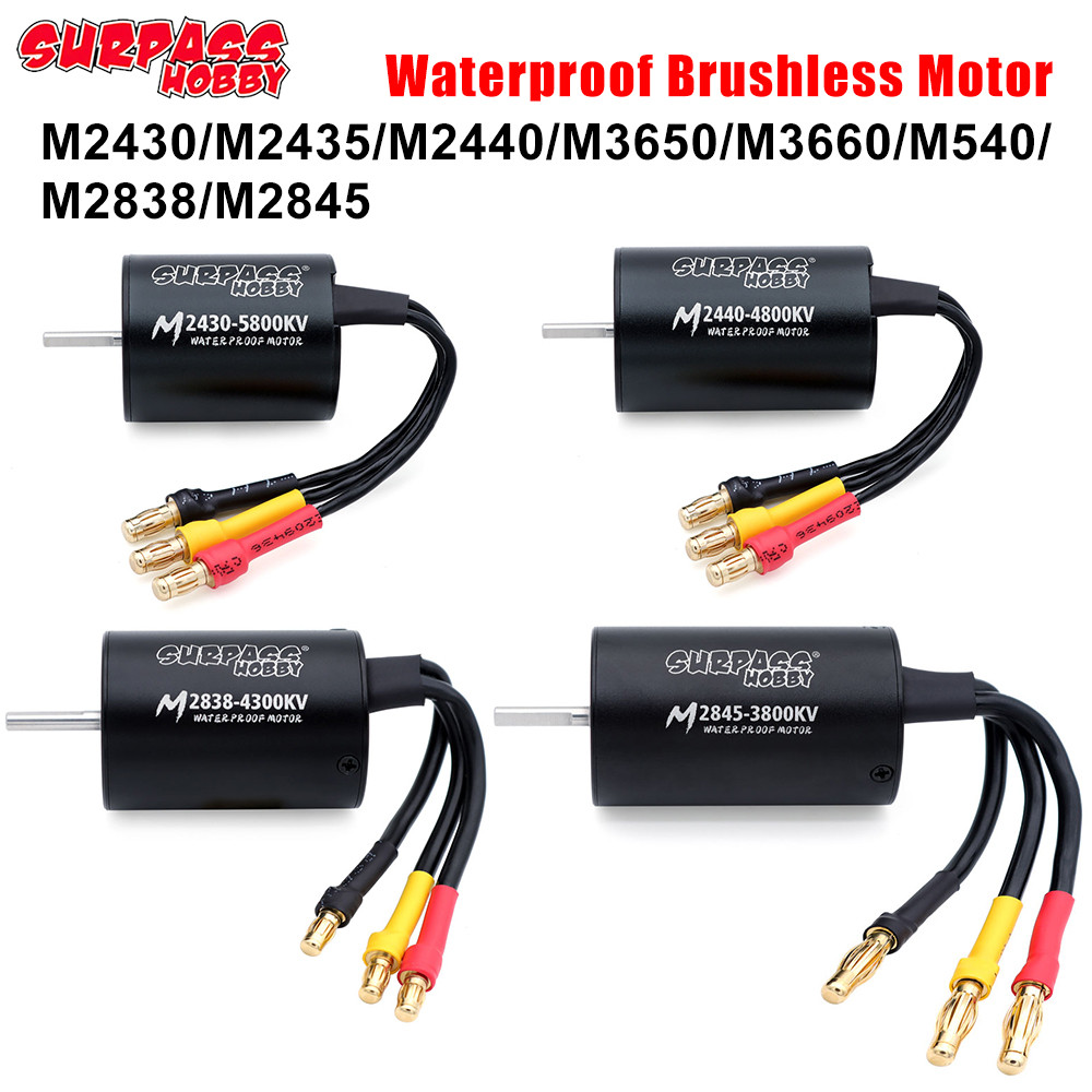 Surpass Hobby Rc Motor M2430/2435/2440/2838/2845/540/3650/3660 Waterproof Brushless For 1/10 1/12