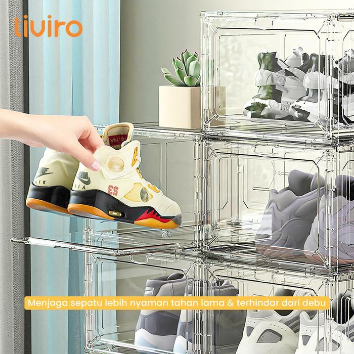 LIVIRO Kotak Sepatu Acrylic Box Ukuran Besar Serbaguna Rak Tempat Penyimpanan Sandal Multifungsi