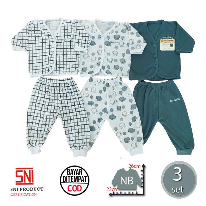 6 Pcs / 3 Set Baju Bayi Panjang Celana Bayi Setelan Perlengkapan Baru Lahir Atasan Murah Lucu Cowok
