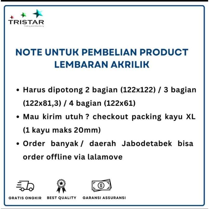 Akrilik Lembaran Merk Royal (Uk 122 X 244 Cm) Bening 2Mm