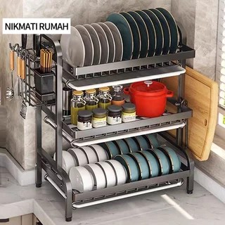 Rak Piring Stainless Rak Piring Gantung Rak Piring Wastafel  Rak Piring Minimalis Rak Dish Drainer D