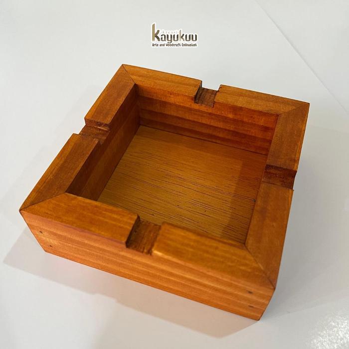 Kreasikayukuu Asbak Kayu Pinus Minimalis 12X12 Cm