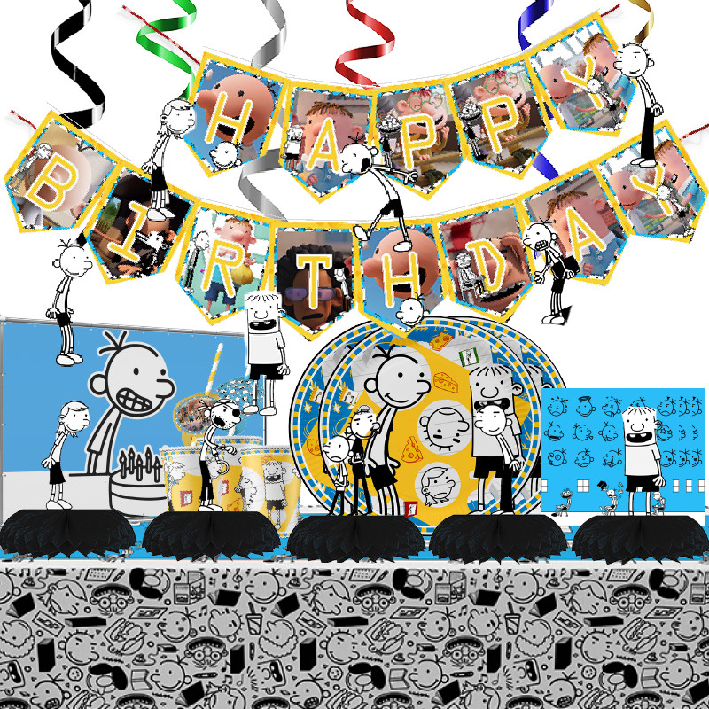Diary of a Wimpy Kid Theme Birthday party decortaions Disposable Tableware Set Paper Plate Cups