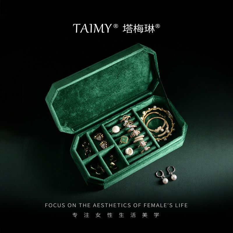 TAIMY Travel Velvet Jewelry Box Portable Ring Necklace Bracelet Storage Box Custom Logo Jewelry Case