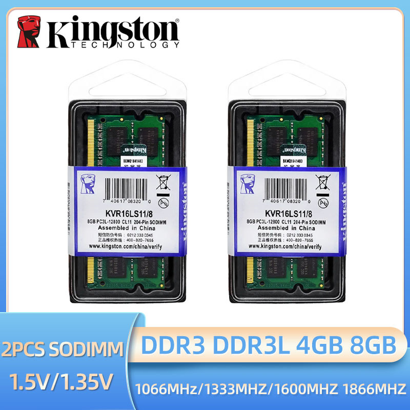 Best Kingston 2pcs Laptop Ram DDR3L DDR3 8GB 4GB 1066 1333 1600 1866Mhz SODIMM PC3-8500 10600 12800 