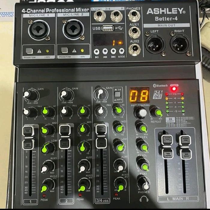 ASHLEY MIXER BETTER 4 PROFESSIONAL MIXER 4 CHANNEL USB BLUETOOTH DSP EFEK VOKAL ORIGINAL