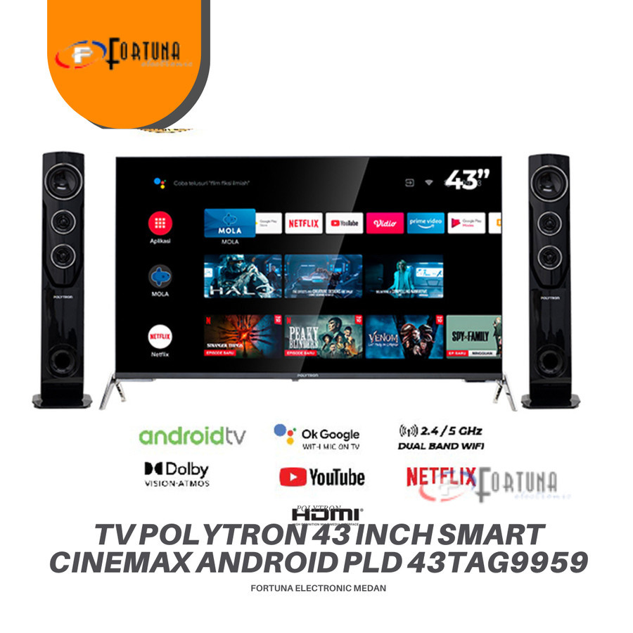 TV POLYTRON 43 INCH 43TA5055 SMART CINEMAX ANDROID TV PLD 43TAG9959/5959 || MEDAN BISA ONGKIR