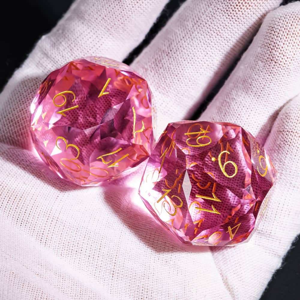 Cusdie 30MM Crystal D20 Dice Angled Glass 20 Sides Dice Single D20 Polyhedral Dice for Party Role