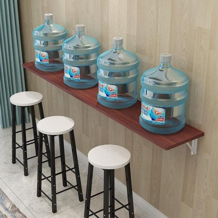 Meja Mini Bar Lipat Tempel Dinding Meja Makan Lipat Warna Kayu Furniture