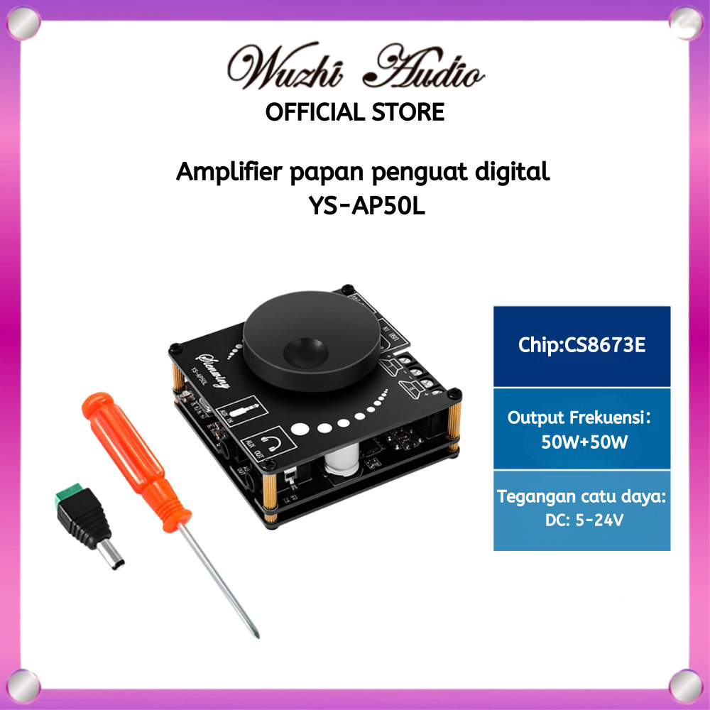 b_Amplifier Audio Digital Stereo 50Wx2 Bluetooth 5 1 USB Type C Kartu Audio Komputer APP Control HiF