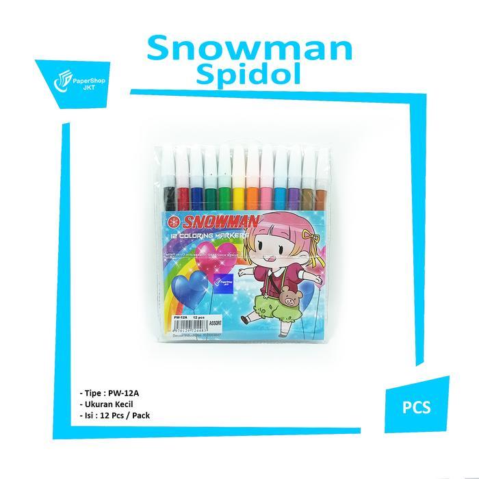 Spidol Kecil Snowman Marker 12 Warna - sign pen [ SET ]