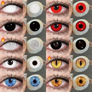[COD]  Eyeshare Softlens 1 pair MESH cosplay Seri diameter 14.5mm white red warna Lensa Kontak Dapat