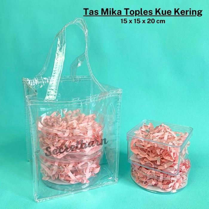 MURAH ( 12 biji ) Tas Mika bening 15 X 20 Untuk Toples Kue Kering Goodie bag ultah transparan