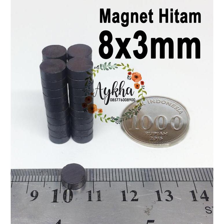 8x3mm Magnet Hitam Magnet Ferrite Magnet Kulkas Koin Bulat 8x3 mm