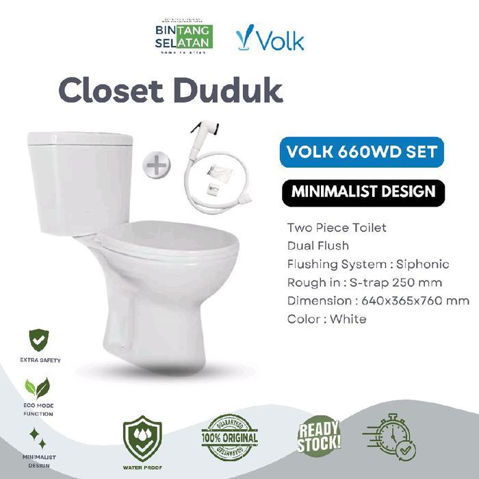 Promo Closet Duduk Volk/ Monoblok Volk 662R Wt Warna Putih Ekonomis Kloset White