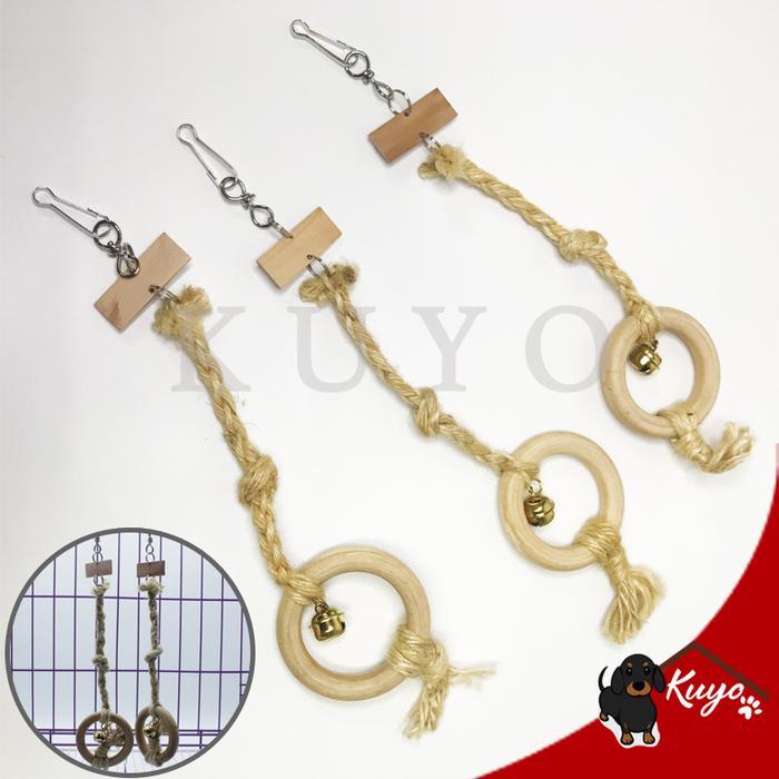 Mainan Burung Ayunan Gantung Kerincing Ring Cincin Kayu Lovebird Ayrtn