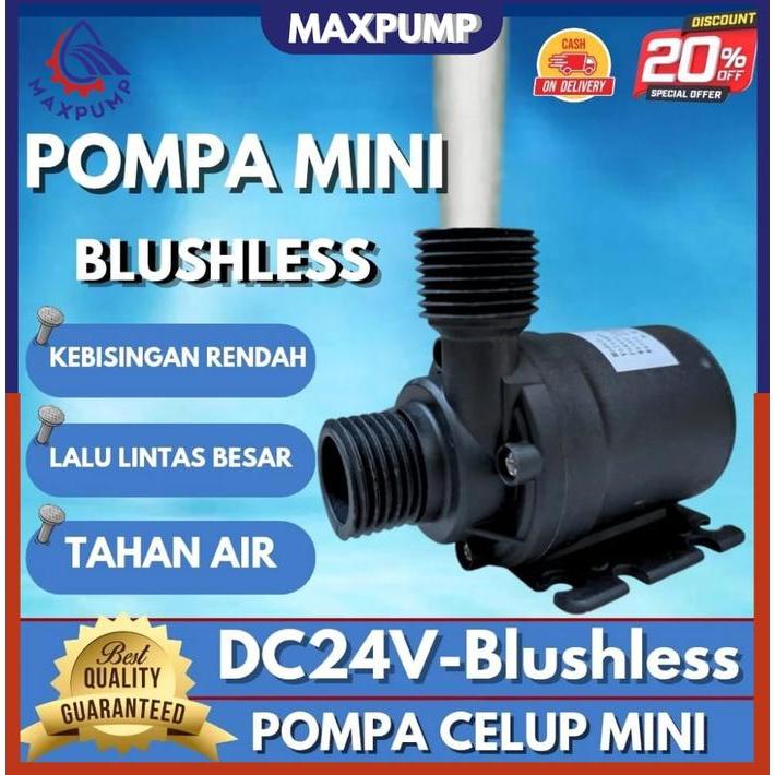 Stok Baru MAXPUMP Pompa Mini DC 24 Volt Pompa Air Celup DC 24V 5M Hidroponik Cuci Motor Mobil