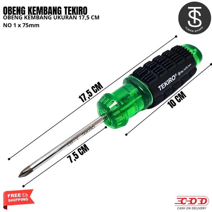 Obeng Kembang / Plus (+) TEKIRO 1x75mm / Obeng Plus (+) TEKIRO / Obeng Kembang Presisi Gagang Nyaman