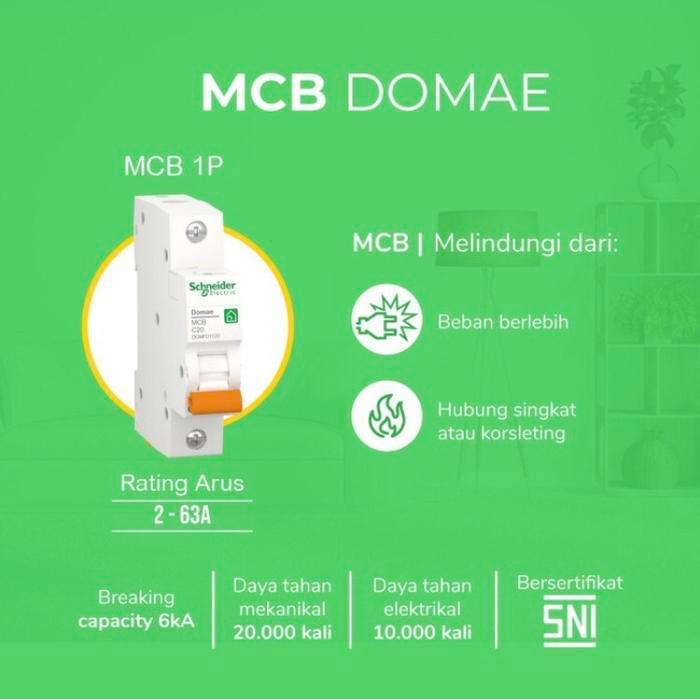 Promo Mcb 10Ampere 1Phase Domae 6Ka Schneider Original Diskon