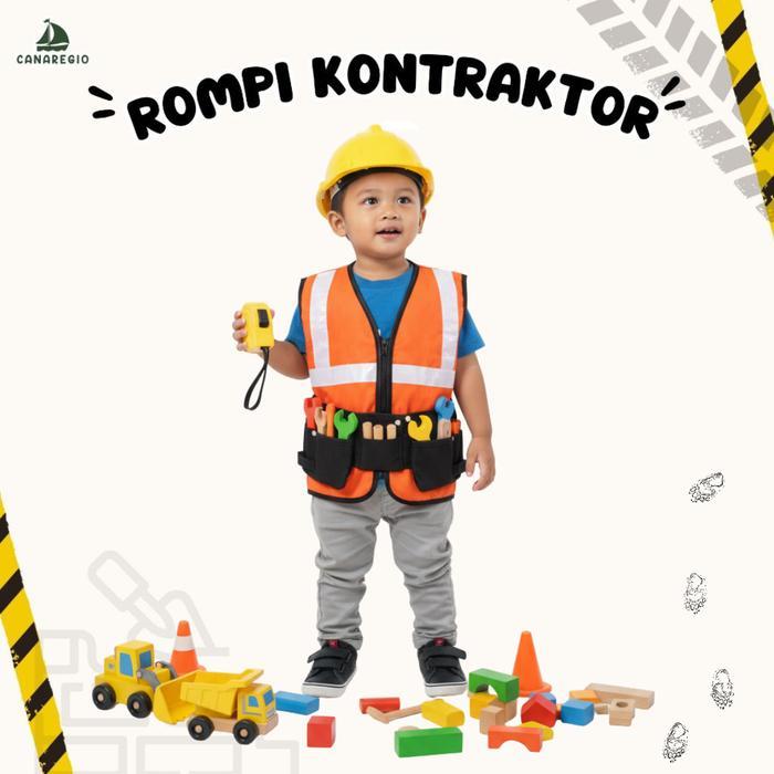 Baju Profesi Anak Kontraktor Kostum Rompi Pekerja Proyek