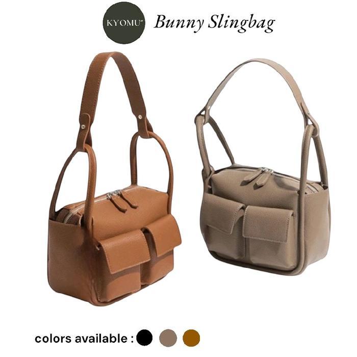 Aerostreet.Shoes - Kyomu" Tas Wanita Slingbag Selempang Bahu Bunny Brick Bahan Kulit Jeruk Dengan 2