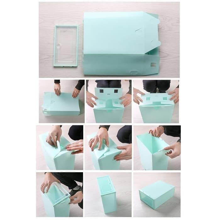 "New" Kotak Sepatu Flip Shoe Box Shoe Boks Tempat Sepatu lipat Kotak Sepatu
