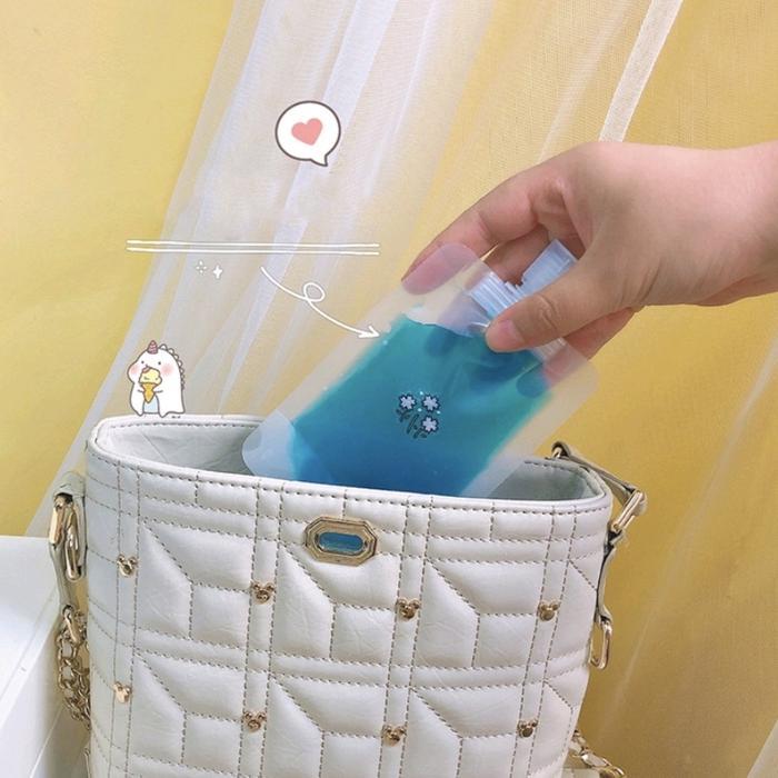 "New" Travel Pouch Tempat Sabun Cair Korea Lucu/Botol Refill Sabun Plastik