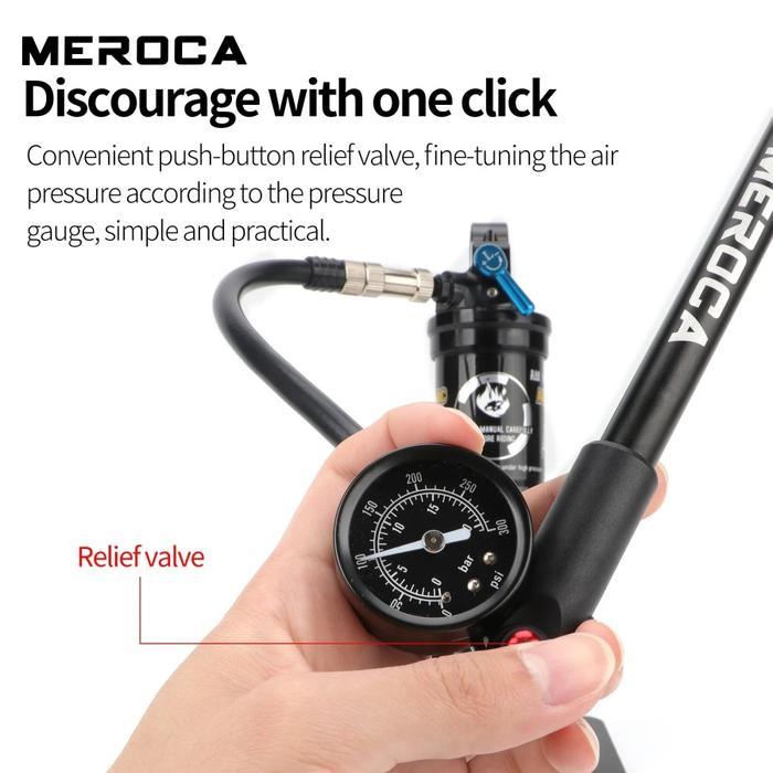 Meroca Pompa Fork Angin Sepeda Air Rear Shock 300 PSI Alloy Hitam