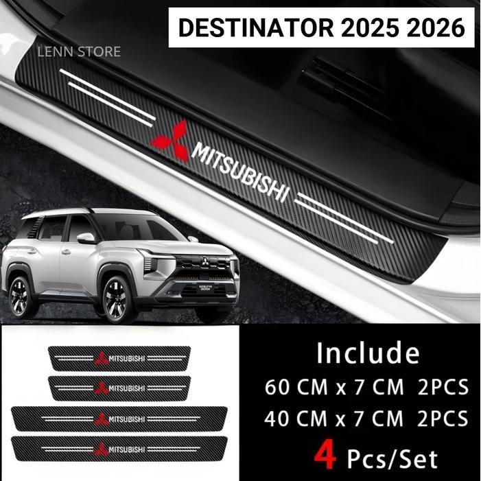 4Pcs Stiker Pelindung Sill Plate Pintu Mobil Mitsubishi Destinator 2025 2026