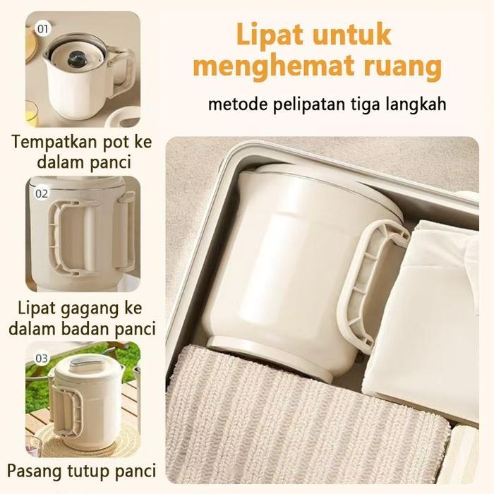 Ketel Listrik Lipat Portable Untuk Perjalanan & Rumah Multifungsi Stainless Teko Listrik Lipat Mini