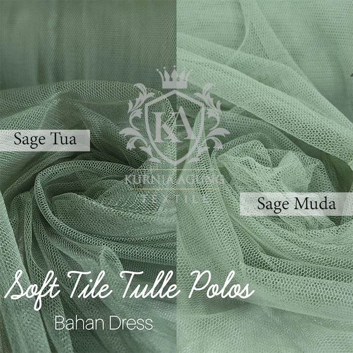 Kain Tile Tulle Polos Warna Sage Green Bahan Gaun Gamis Murah Halus Jatuh per 50cm dan per meter