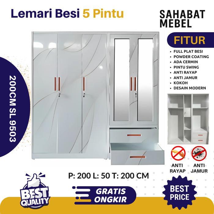 LEMARI BESI 5 PINTU-LEMARI PAKAIAN-LEMARI BESI PINTU SWING-LEMARI BAJU 5 PINTU-LEMARI PAKAIAN BESI-L