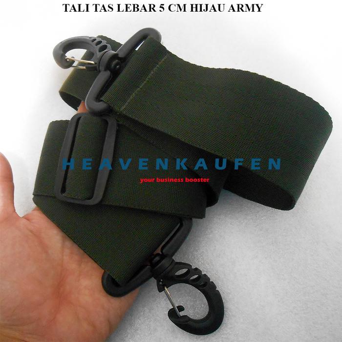 ASLI Tali Selempang Tas Strap Tas Pria Lebar 5 cm Warna Hijau Army Tentara READY STOCK