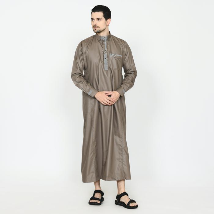 Gamis Jubah Alwaan Dengan Variasi Kerah Manset Jd053 Baju Muslim Pria Dewasa Lengan Panjang Hitam